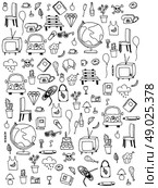 Everyday things, handdrawn, black and white, vector illustration. Стоковая иллюстрация, агентство Ingram Publishing / Фотобанк Лори
