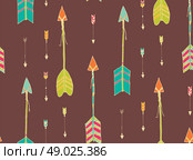 Bohemian hand drawn arrows, seamless pattern, vector illustration. Стоковая иллюстрация, агентство Ingram Publishing / Фотобанк Лори