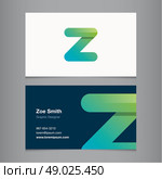 Business card with alphabet letter z. Vector template editable. . Стоковая иллюстрация, агентство Ingram Publishing / Фотобанк Лори