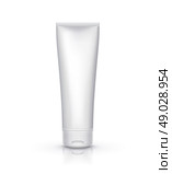 White tube mock-up for cream, tooth paste, gel, sauce, paint, glue. Vector illustration EPS 10. Стоковая иллюстрация, агентство Ingram Publishing / Фотобанк Лори