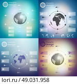 Infographics with unfocused backgrounds and icons, set for business design vector. Стоковая иллюстрация, агентство Ingram Publishing / Фотобанк Лори