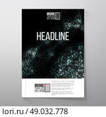Interconnection network, molecular structure on black background. Brochure, flyer or report for business, template vector. Стоковая иллюстрация, агентство Ingram Publishing / Фотобанк Лори