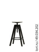 Studio shot of classic black tall wooden barstool standing on white.Black studio chair stool for photo shoots. Стоковое фото, фотограф Лазаренко Светлана / Фотобанк Лори