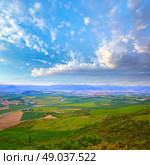The way of Saint James track to Alto del Perdon top in Navarra Spain. Стоковое фото, агентство Ingram Publishing / Фотобанк Лори