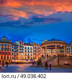 Pamplona Navarra in Spain plaza del Castillo square downtown. Стоковое фото, агентство Ingram Publishing / Фотобанк Лори