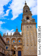 Santiago de Compostela Cathedral end of Saint James Way Plaza Praterias in Galicia Spain. Стоковое фото, агентство Ingram Publishing / Фотобанк Лори