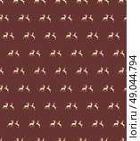 Seamless patterns with Christmas reindeers on brown background, vector illustration. Стоковая иллюстрация, агентство Ingram Publishing / Фотобанк Лори