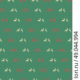 Seamless patterns with Christmas reindeers on green background, vector illustration. Стоковая иллюстрация, агентство Ingram Publishing / Фотобанк Лори
