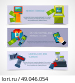Atm horizontal banner set with cartoon payment elements isolated vector illustration. Atm Payment Banner Set. Стоковая иллюстрация, агентство Ingram Publishing / Фотобанк Лори