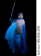 Elven girl with sword isolated. Стоковое фото, агентство Ingram Publishing / Фотобанк Лори