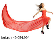Young woman in red cloth isolated. Стоковое фото, агентство Ingram Publishing / Фотобанк Лори