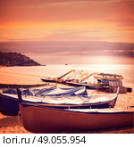 Lloret de Mar Sa Caleta beach in costa Brava of Catalonia Spain. Стоковое фото, агентство Ingram Publishing / Фотобанк Лори