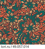 Autumn flowers. Seamless decorative pattern. Vector illustration. Стоковая иллюстрация, агентство Ingram Publishing / Фотобанк Лори