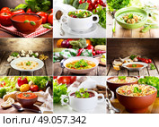 collage of various bowls of soups. Стоковое фото, агентство Ingram Publishing / Фотобанк Лори