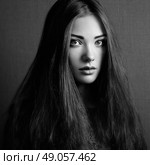 Portrait of beautiful dark-haired woman close up. Beauty photo. Стоковое фото, агентство Ingram Publishing / Фотобанк Лори