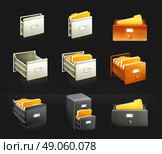 Card catalog, set of vector icons. Стоковая иллюстрация, агентство Ingram Publishing / Фотобанк Лори