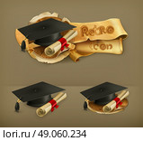 Graduation cap and diploma, vector icon. Стоковая иллюстрация, агентство Ingram Publishing / Фотобанк Лори