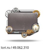 Steampunk Style Frame. Steampunk frame in vintage style on white background isolated vector illustration. Стоковая иллюстрация, агентство Ingram Publishing / Фотобанк Лори