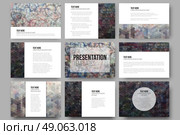 Set of 9 templates for presentation slides. Graffiti wall. Abstract multicolored backgrounds. Geometrical patterns. Triangular and hexagonal style vector illustration. Set of 9 templates for presentation slides. Graffiti wall. Collection of abstract multicolored backgrounds. Geometrical patterns. Triangular and hexagonal style vector illustration. Стоковая иллюстрация, агентство Ingram Publishing / Фотобанк Лори