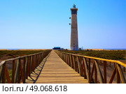 Morro Jable Matorral lighthouse Jandia in Pajara of Fuerteventura at Canary Islands. Стоковое фото, агентство Ingram Publishing / Фотобанк Лори