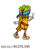 Cartoon groovy burrito fast food pirate character. Стоковая иллюстрация, иллюстратор VectorTradition / Фотобанк Лори