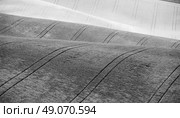Czech Moravia hills. Agriculture . Arable lands in spring. Стоковое фото, агентство Ingram Publishing / Фотобанк Лори