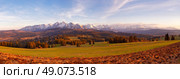 Panorama of snowy Tatra mountains in spring, south Poland. Malopolska. Стоковое фото, агентство Ingram Publishing / Фотобанк Лори
