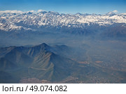 aerial view of Andes and Santiago with smog, Chile. Стоковое фото, агентство Ingram Publishing / Фотобанк Лори