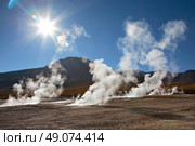 Geyser field El Tatio in Atacama region, Chile. Стоковое фото, агентство Ingram Publishing / Фотобанк Лори