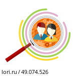 Icon flat style concept target audience. Business marketing, infographic information, social chart, data market, development and research infograph illustration. Target audience vector concept. Стоковая иллюстрация, агентство Ingram Publishing / Фотобанк Лори