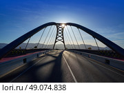 Cullera bridge over Xuquer Jucar river of Valencia at Spain. Стоковое фото, агентство Ingram Publishing / Фотобанк Лори