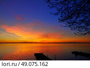 La Albufera lake sunset in El Saler of Valencia at Spain. Стоковое фото, агентство Ingram Publishing / Фотобанк Лори
