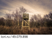 Hunting tower in the dusk in autumn. Стоковое фото, агентство Ingram Publishing / Фотобанк Лори