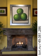 Fireplace at hotel, Belmond Casa de Sierra Nevada, San Miguel de Allende, Guanajuato, Mexico. Стоковое фото, агентство Ingram Publishing / Фотобанк Лори