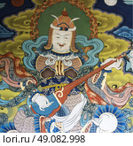 Mural on wall, Punakha Dzong, Punakha, Punakha Valley, Punakha District, Bhutan. Стоковое фото, агентство Ingram Publishing / Фотобанк Лори