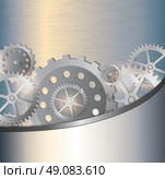 Abstract metallic industrial background with gears. Vector illustration. Стоковая иллюстрация, агентство Ingram Publishing / Фотобанк Лори