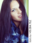 portrait of a young brunette woman with long beautiful hair close-up. Стоковое фото, агентство Ingram Publishing / Фотобанк Лори