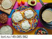 Sopes handmade mexican traditional food thick corn masa tortillas. Стоковое фото, агентство Ingram Publishing / Фотобанк Лори