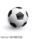 Soccer ball with shadow. Soccer ball. Football ball. Realistic soccer ball isolated on white. . Стоковое фото, агентство Ingram Publishing / Фотобанк Лори