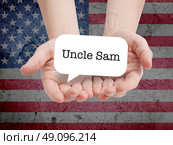 Uncle Sam written on a speechbubble. Стоковое фото, агентство Ingram Publishing / Фотобанк Лори