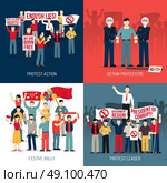 People At Demonstration Concept. People at demonstration concept with protest action festive rally leader of social movement arrest isolated vector illustration. Стоковая иллюстрация, агентство Ingram Publishing / Фотобанк Лори