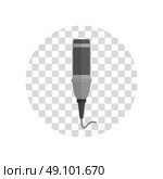 Microphone design flat isolated icon, vintage microphone stand, sound media, record vocal musical web broadcasting microphone vector illustration. Стоковая иллюстрация, агентство Ingram Publishing / Фотобанк Лори