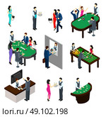 Casino Isometric Set. Casino and people isometric set with gambling and bet symbols isolated vector illustration . Стоковая иллюстрация, агентство Ingram Publishing / Фотобанк Лори