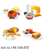 Breakfast Compositions Set. Breakfast Compositions Set. Breakfast Vector Illustration. Breakfast Cartoon Symbols.Breakfast  Design Set.  Breakfast Isolated Set. Breakfast And Food Concept. Стоковая иллюстрация, агентство Ingram Publishing / Фотобанк Лори