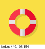 Lifebuoy Icon on Yellow. Vector illustration of a red white lifeline lifebuoy on yellow background. Стоковая иллюстрация, агентство Ingram Publishing / Фотобанк Лори
