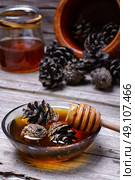 jam from the young fir cones. Healing jam made from fir cones to help against colds. Стоковое фото, агентство Ingram Publishing / Фотобанк Лори