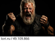 The Enigmatic Rebel: A Bearded Man in a Weathered Leather Jacket, Embodying Raw Masculinity and Untamed Spirit. Стоковое AI-изображение, AI-художник Данила Большаков / Фотобанк Лори