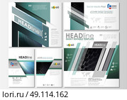 Social media posts set. Business templates. Cover design template, easy editable layouts in popular formats. Chemistry pattern, hexagonal molecule structure. Medicine, science and technology concept. Стоковая иллюстрация, агентство Ingram Publishing / Фотобанк Лори