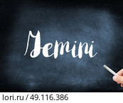 Gemini written on a blackboard. Стоковое фото, агентство Ingram Publishing / Фотобанк Лори