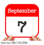 September 7 written on a calendar. Стоковое фото, агентство Ingram Publishing / Фотобанк Лори